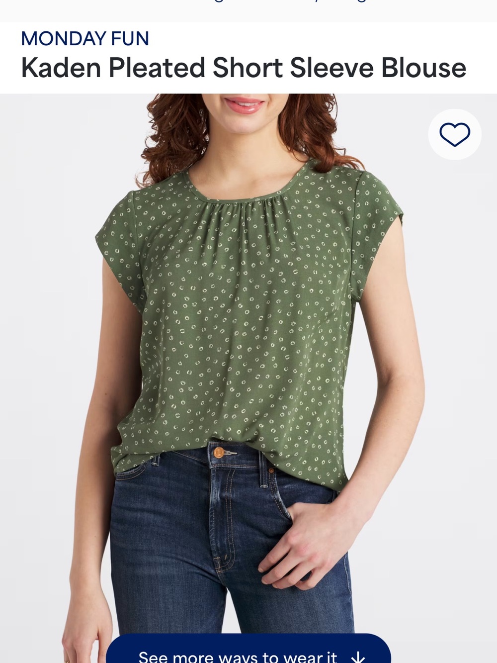 Women’s Olive Green Short Sleeve Blouse - Picture 3 of 5